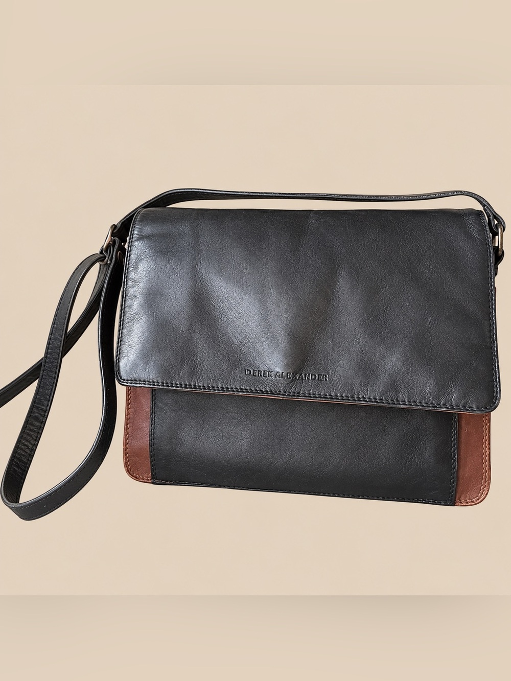 Leather Colourblock Shoulder Satchel Derek Alexander